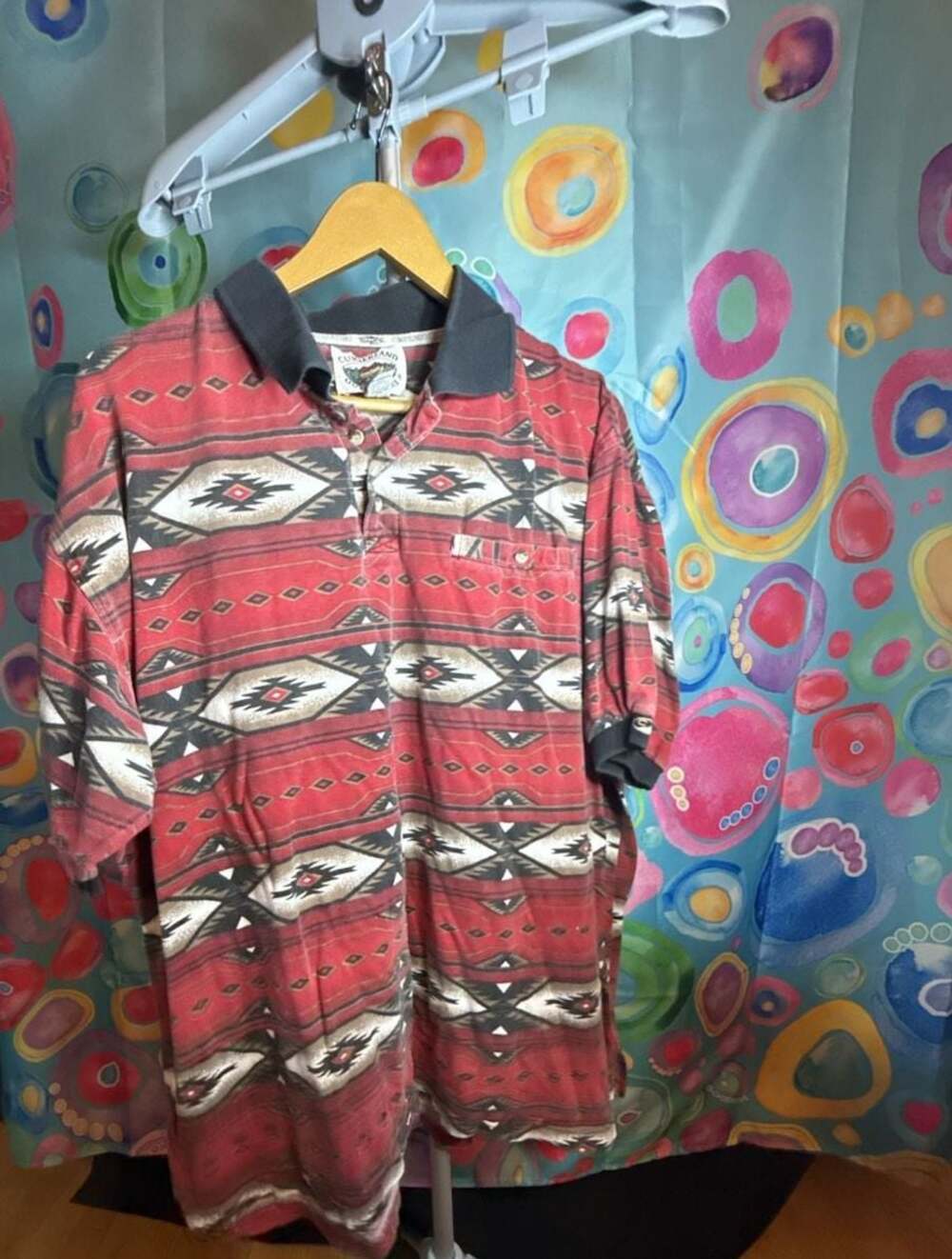 Vintage Cumberland Outfitters Red Aztec collar Shirt XL